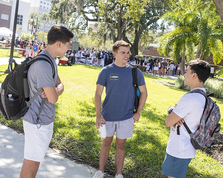 3 students talking